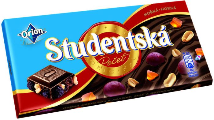 Studentska Dark Chocolate with Raisins, Jelly Pieces and Peanuts - 180g