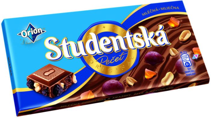 Studentska Milk Chocolate with Raisins, Jelly Pieces and Peanuts - 180g
